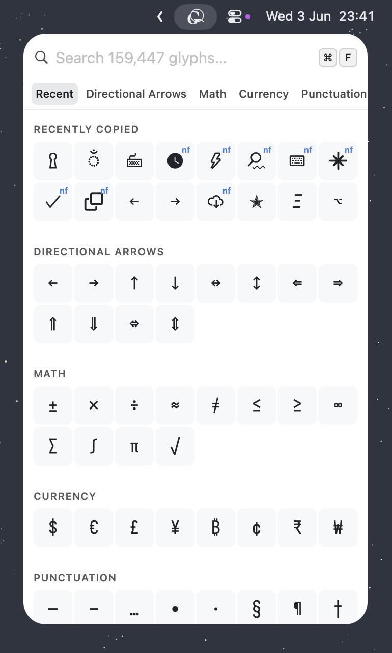 A screenshot of the Glyf app