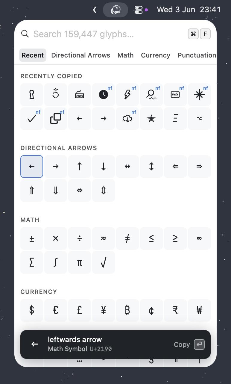 A screenshot of the Glyf app